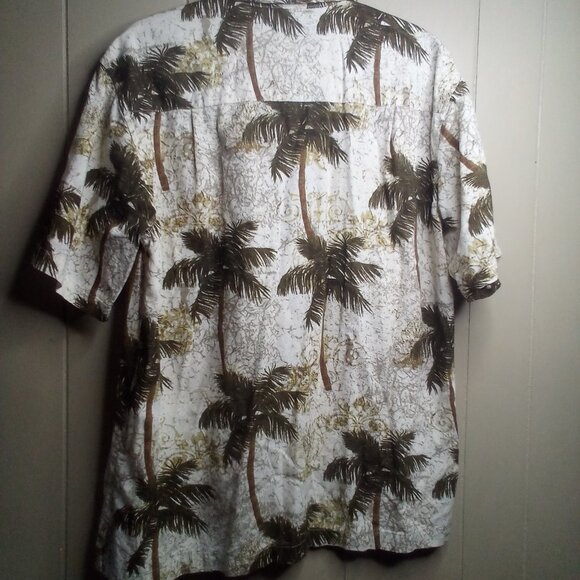 Joe Marlin Hawaiian Shirt L Button Up Short Sleeve Tropical Green Beige - Picture 5 of 16